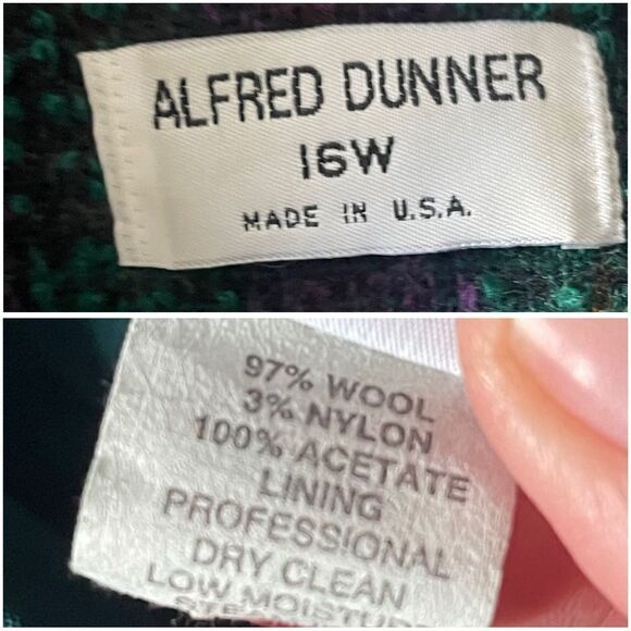 VNTG Oversized Plaid Blazer SZ 12 Purple & Green Wool Jacket Twee Preppy Quirky - Picture 5 of 7